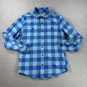 LL Bean Shirt Mens S Blue Wicked Soft‎ Flannel Slightly Fitted Buffalo Plaid
